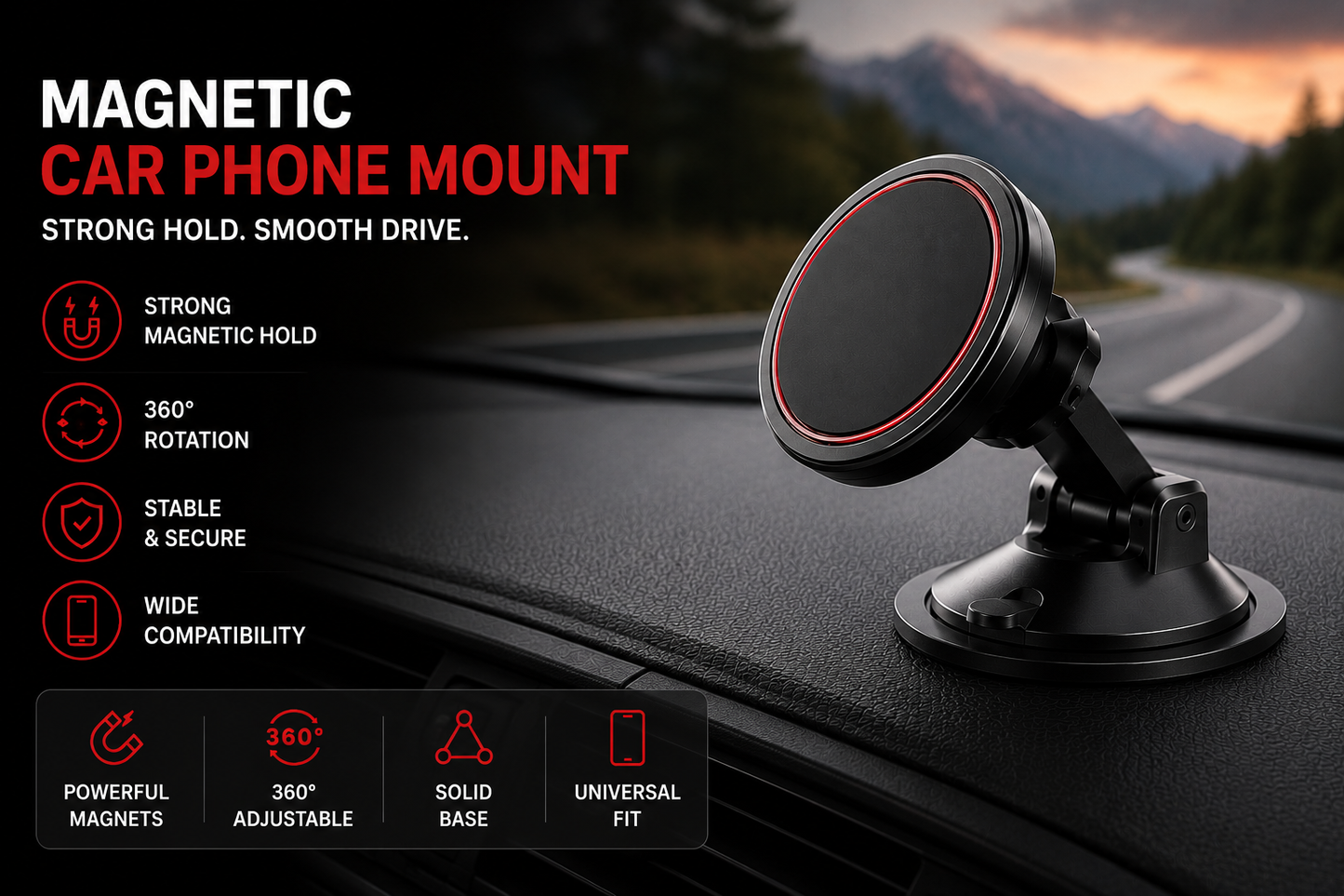 360° Magnetic Car Phone Mount