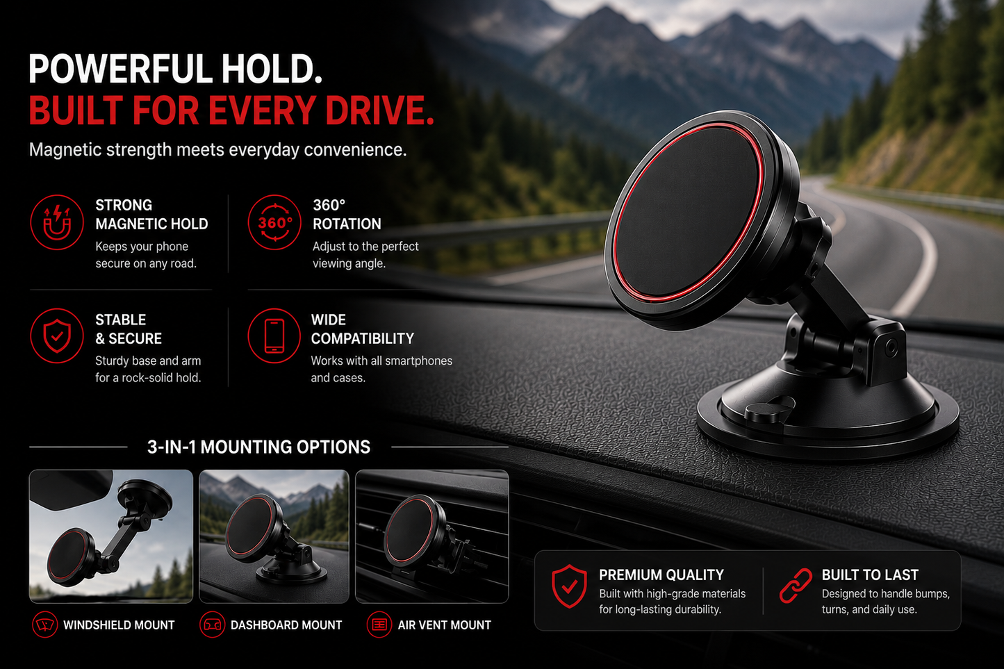 360° Magnetic Car Phone Mount