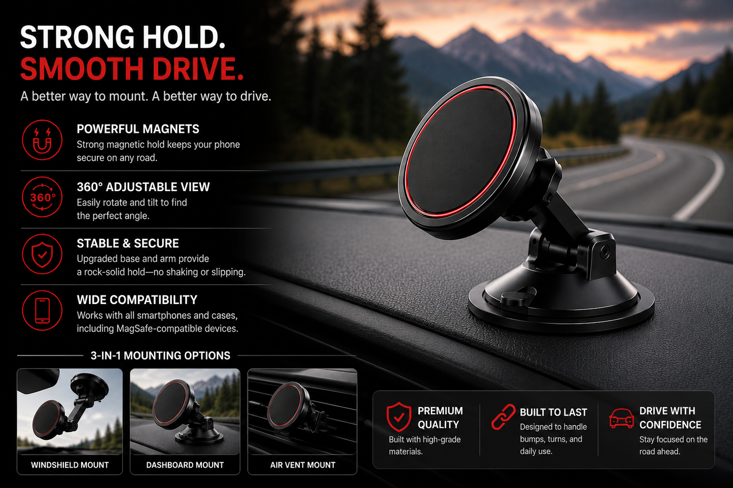 360° Magnetic Car Phone Mount